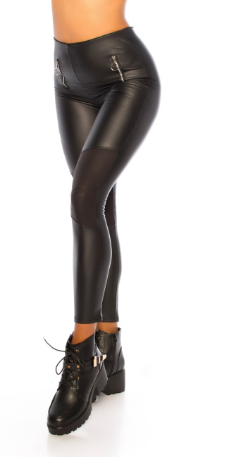 Sexy faux leggings met deco ritssluitingen zwart
